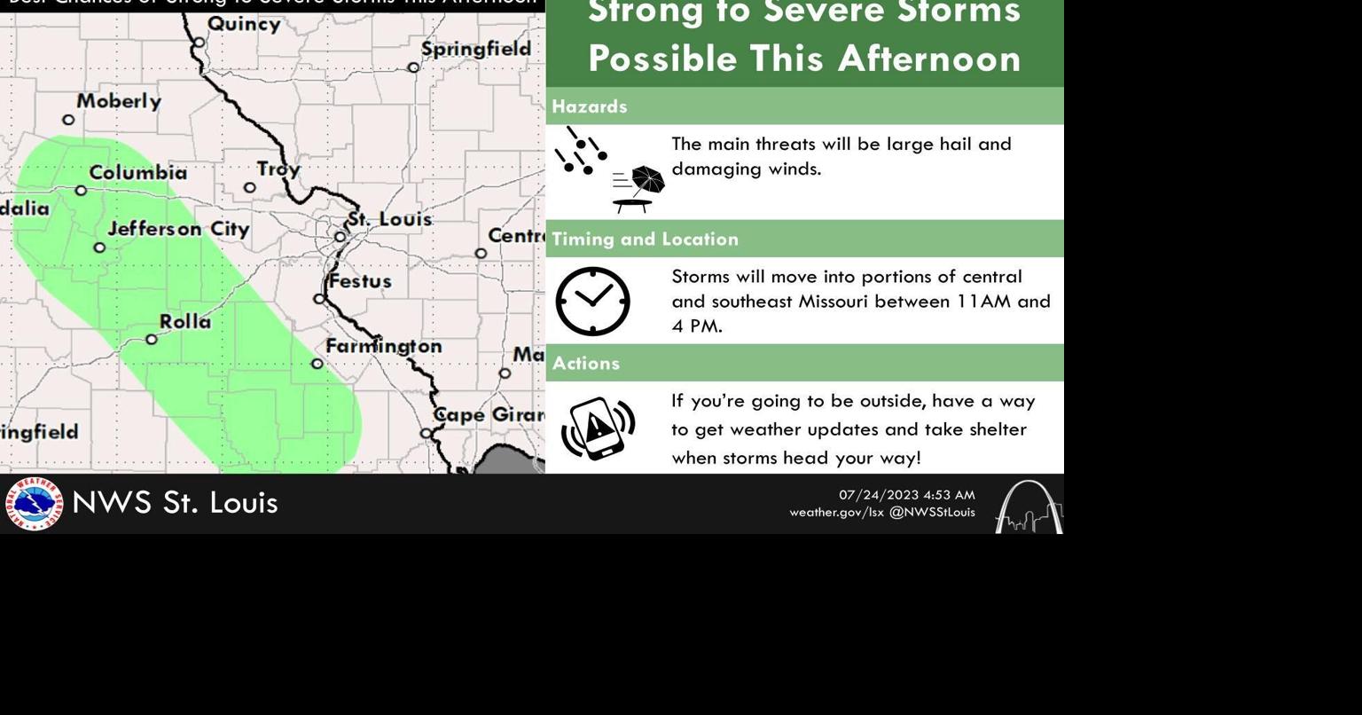 Strong to severe storms could move into area starting at 11:00 a.m ...