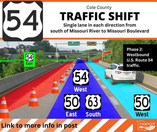 Traffic shifts on Jefferson City's Missouri River Bridge as final stage