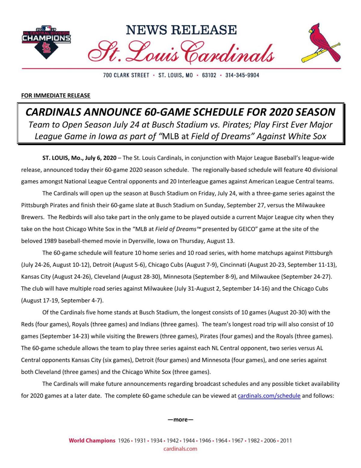Royals, Cardinals announce regular season schedules | Sports | 0