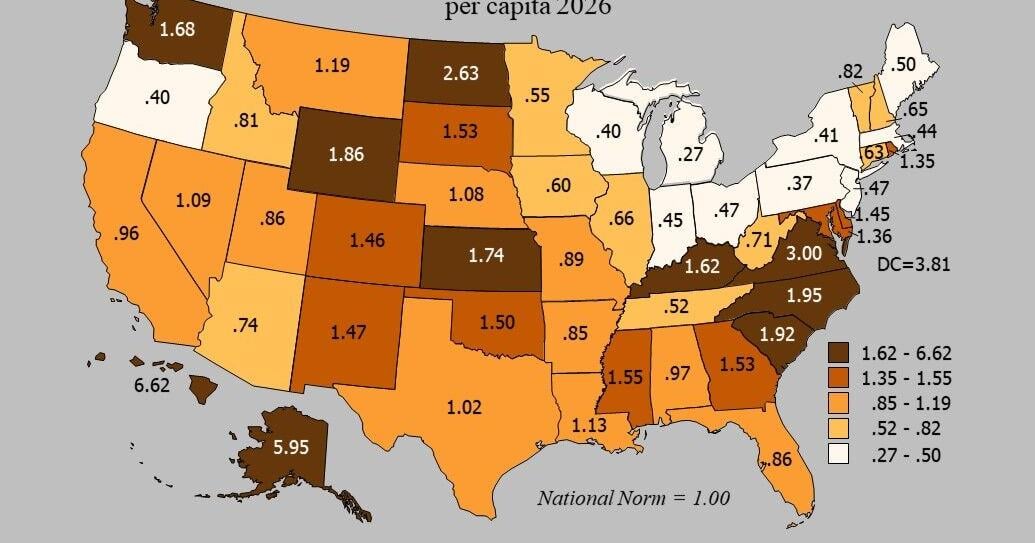 Geography with Goudge: Members of the Military per capita 2026
