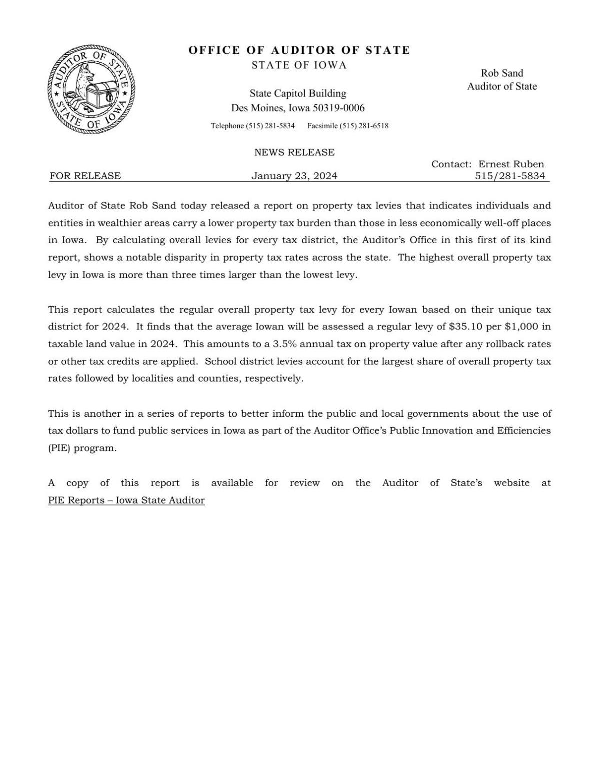 State Auditor Iowa property taxes are regressive News