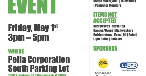 Shenandoah's Pella Corporation hosting E-cycle event