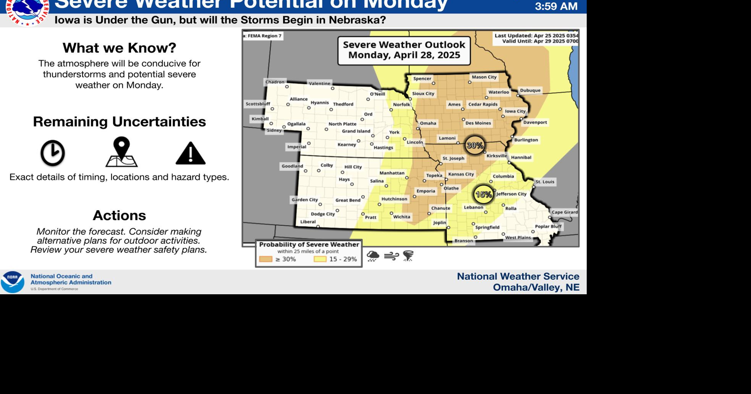 Severe weather threat expected to return to KMAland Monday | News ...