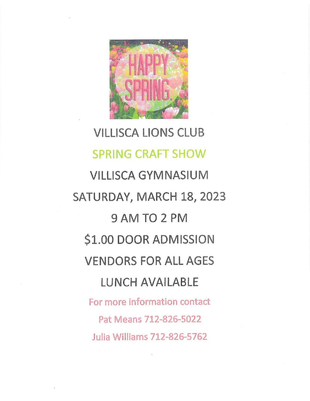 Villisca Lions Club Spring Craft Show