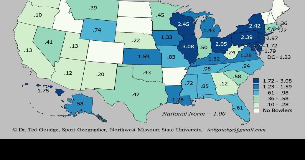 Geography with Goudge NCAA College Bowling Per Capita, 2023 News