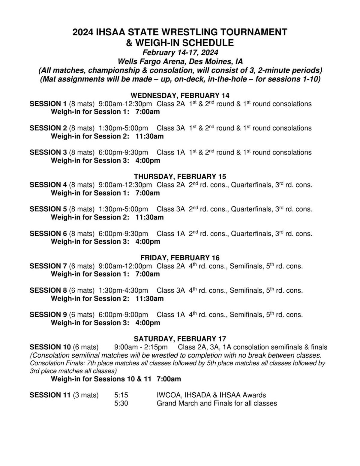 Brackets released for 2024 State Wrestling Tournament Sports