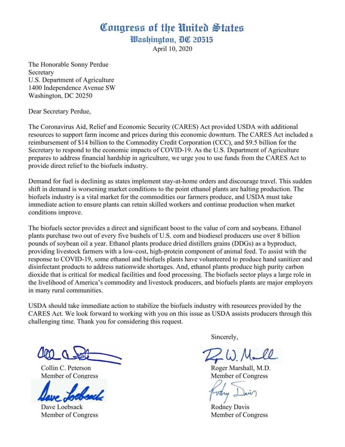 Biofuels Caucus Letter