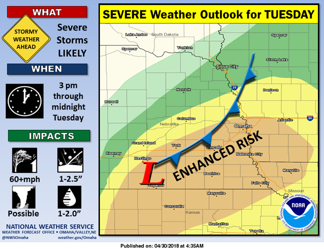 Severe weather slated for KMAland Tuesday afternoon | News | kmaland.com
