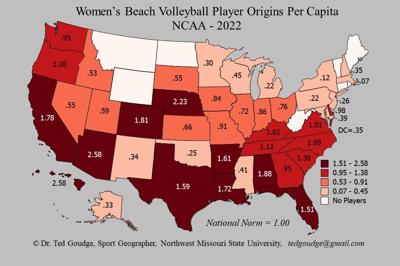 NCAA Women's Beach Volleyball Map, 2022