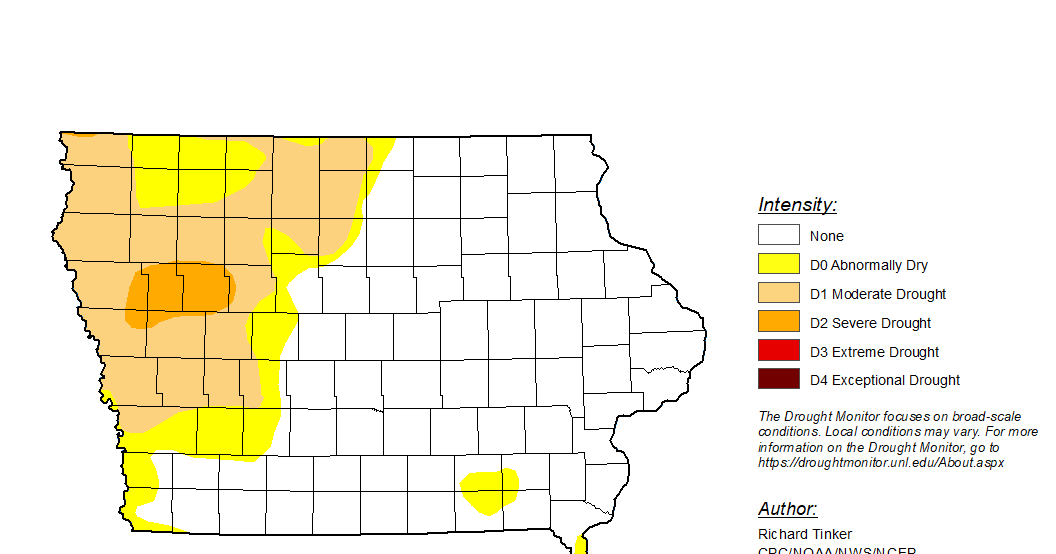 Drought Monitor: abnormally dry conditions persist in western Iowa