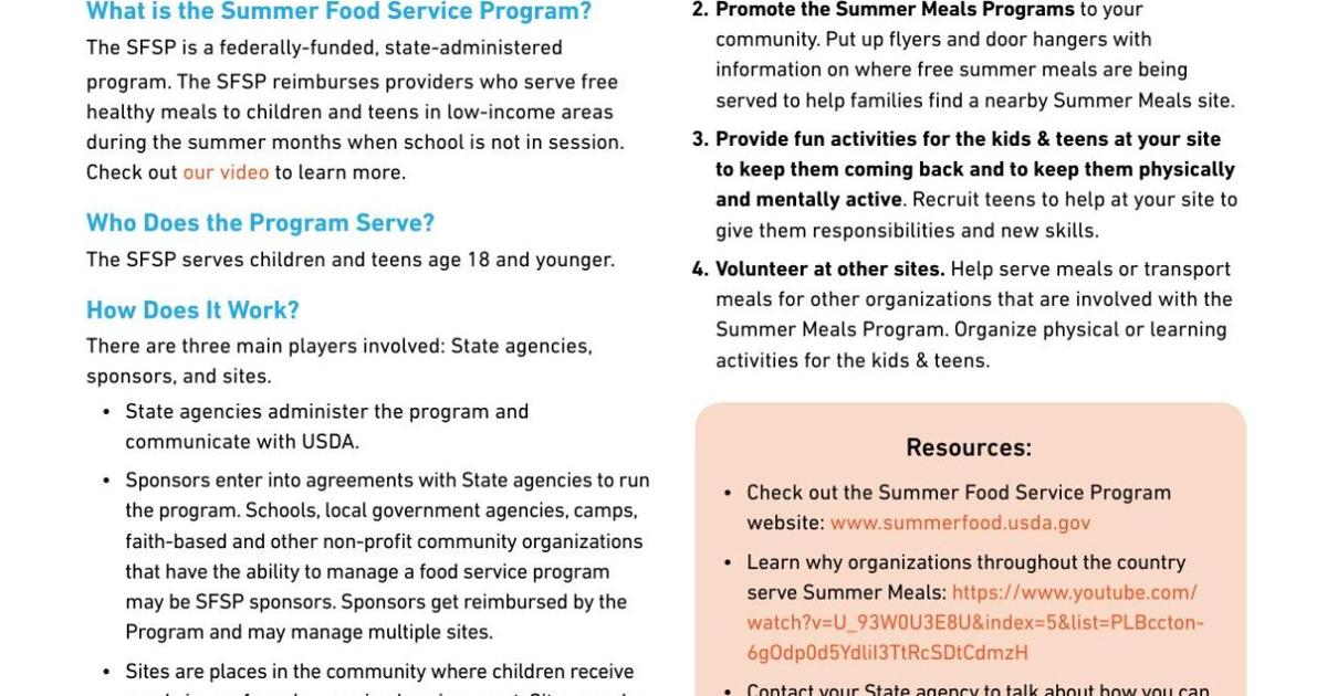 Usda Summer Food Service Program Map.pdf Resources for summer food programs, links to interactive maps | Food ...