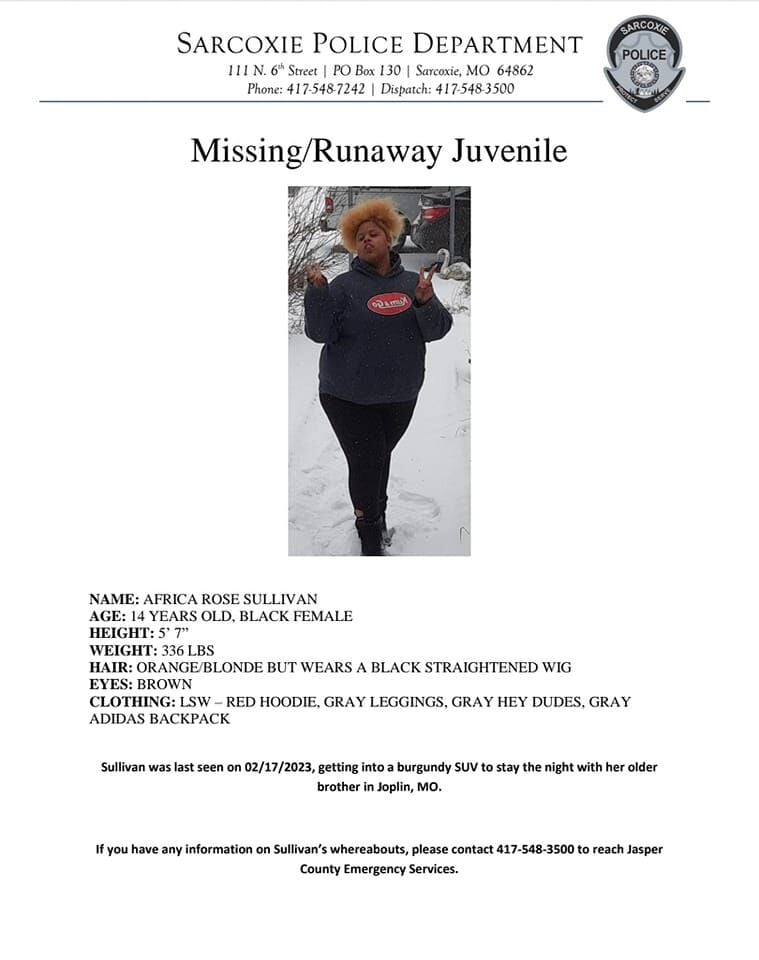 Have you seen this teen Runaway Missing from Sarcoxie News