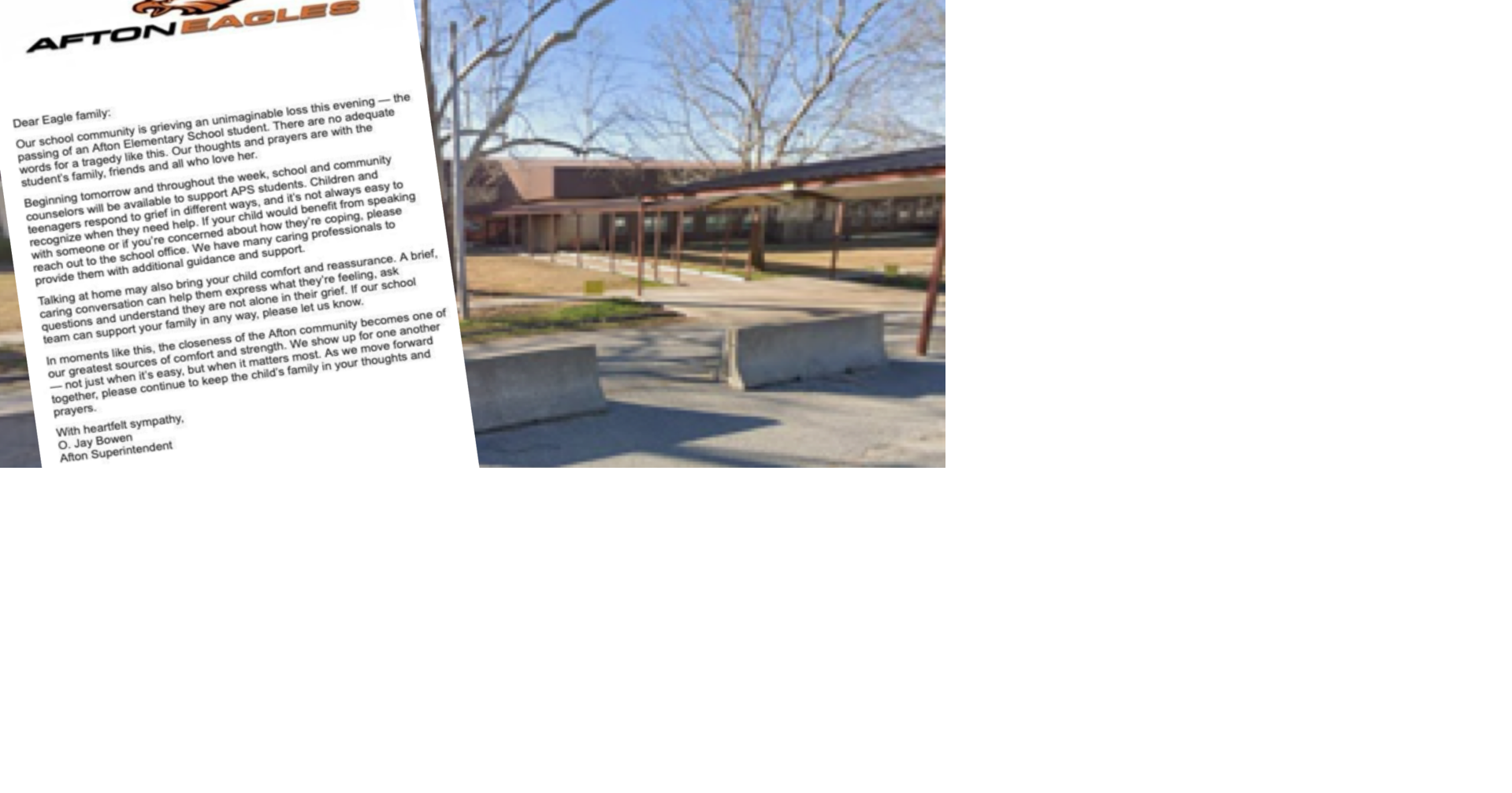 Child dies in Afton, school releases statement