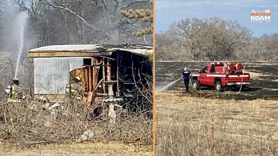 Trailer house fire sparks acres-large grass fire in Newton County