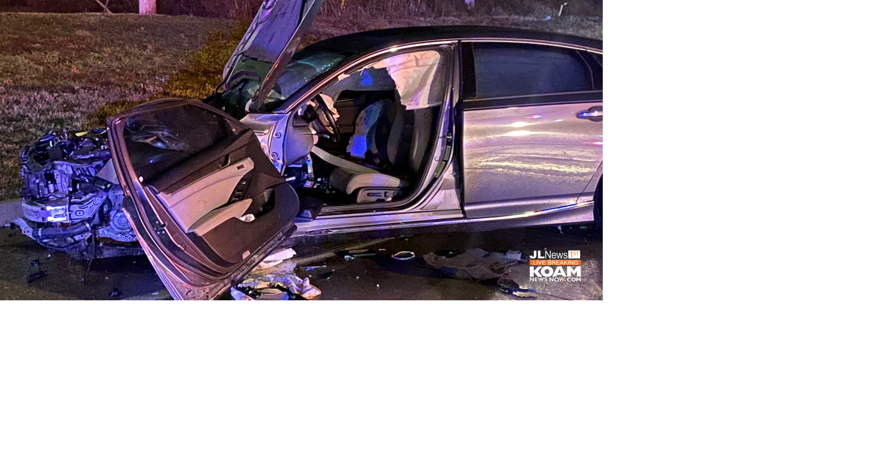 Joplin Police DWI Crash investigation. Car ramps roundabout, crashes out; Witnesses say car was