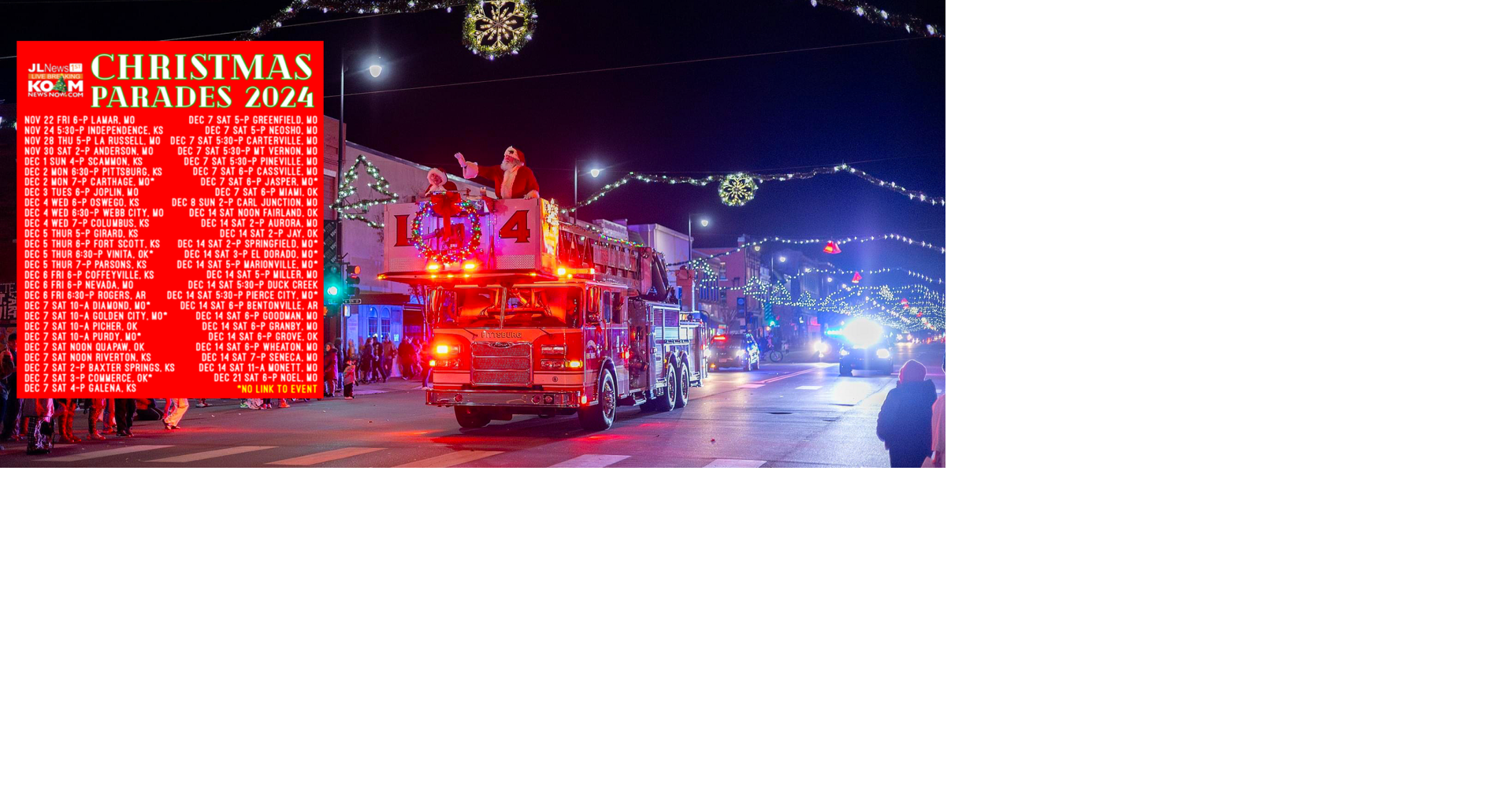 KOAM area Christmas Parade List 2024 | Joplin News First | koamnewsnow.com