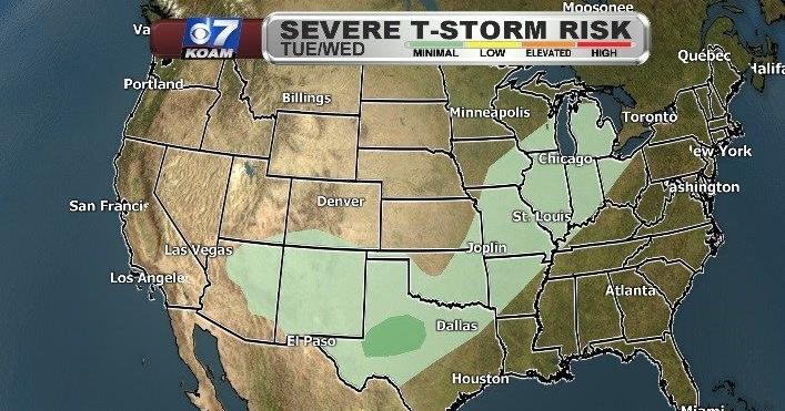 Tuesday T-Storm Risk Map | Weather | koamnewsnow.com