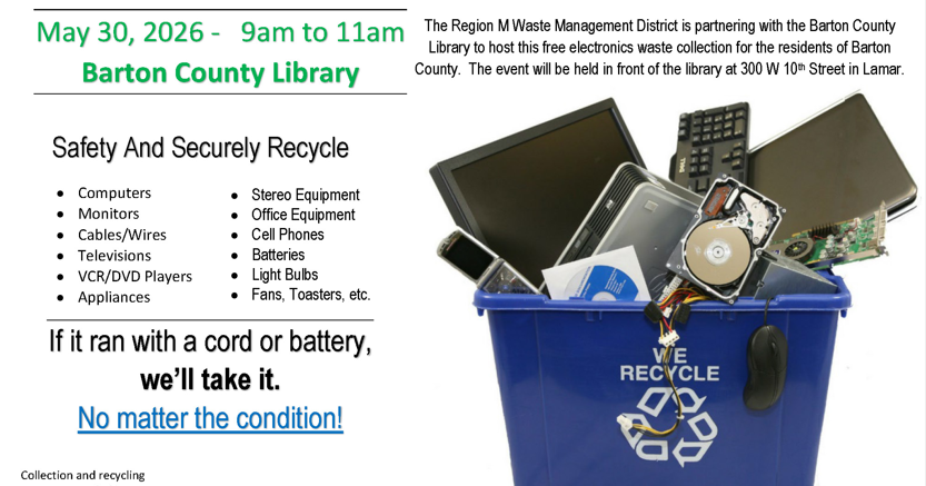 Free electronics recycling event coming to Barton County