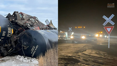 Train collision and derailment near Missouri/Kansas line in Barton Co.