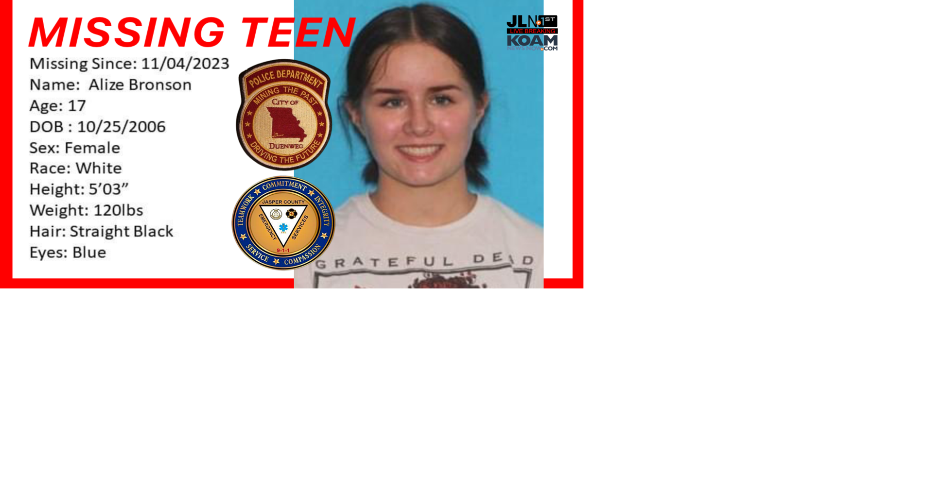 Have you seen this missing teen from Duenweg? Joplin News First