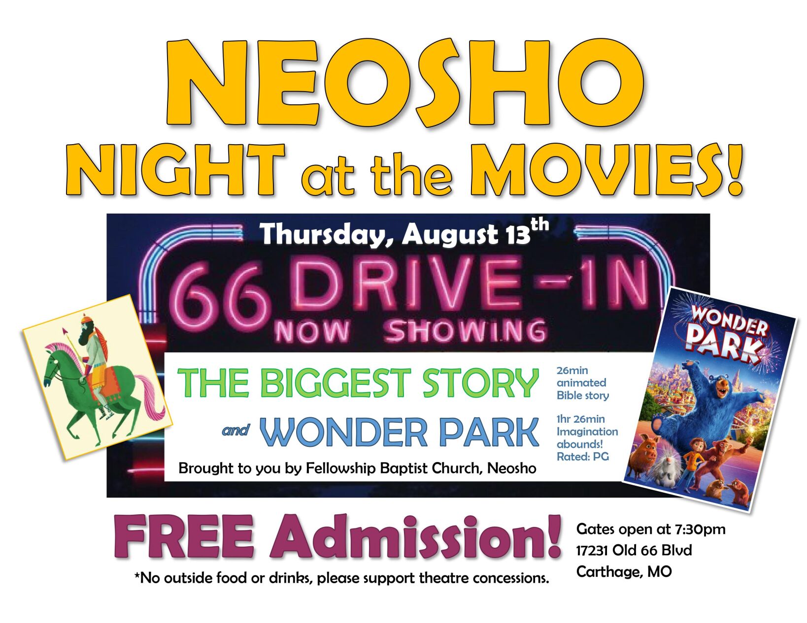 Neosho church host free family drivein movie night Events