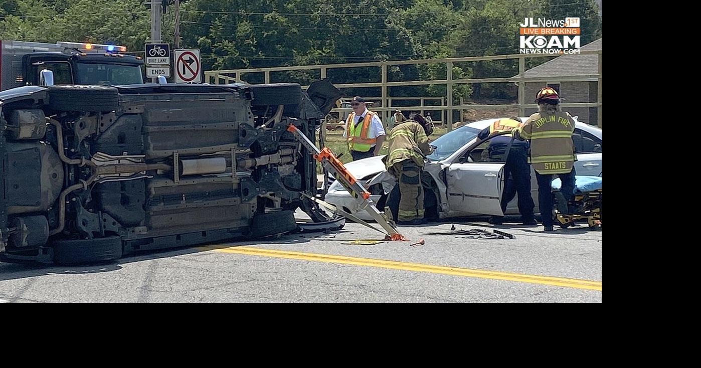 Car overturns in two vehicle crash in SW Joplin; Joplin Fire peel back