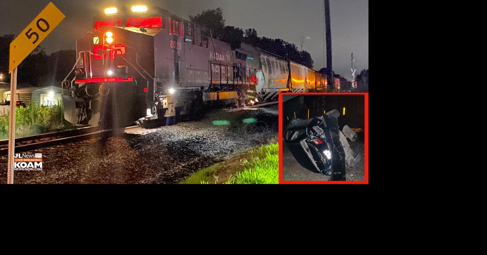 Car stuck on railroad tracks struck by train at Tipton Ford Access ...