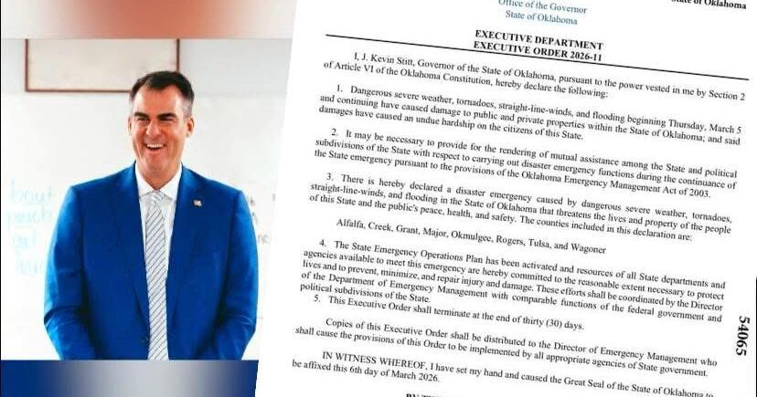 Oklahoma Governor Kevin Stitt declares State of Emergency