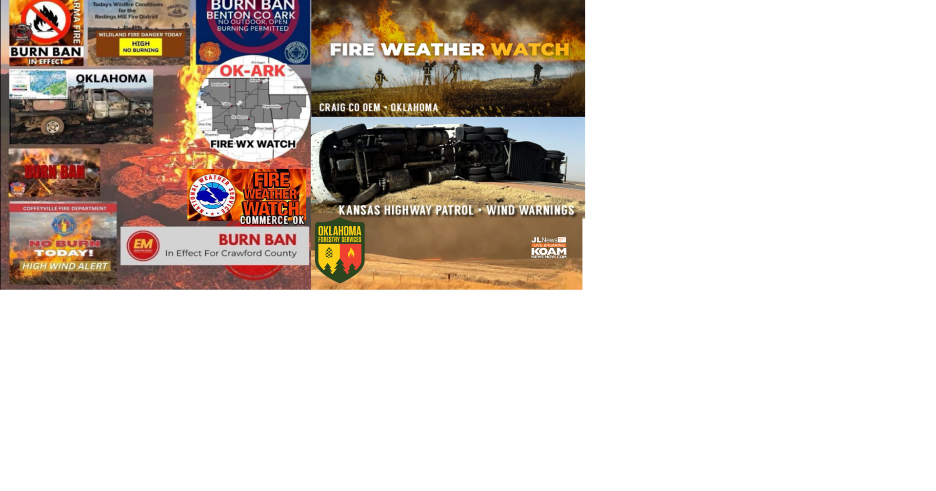 Elevated Fire Risk across K-O-A-M area; Travel warnings issued