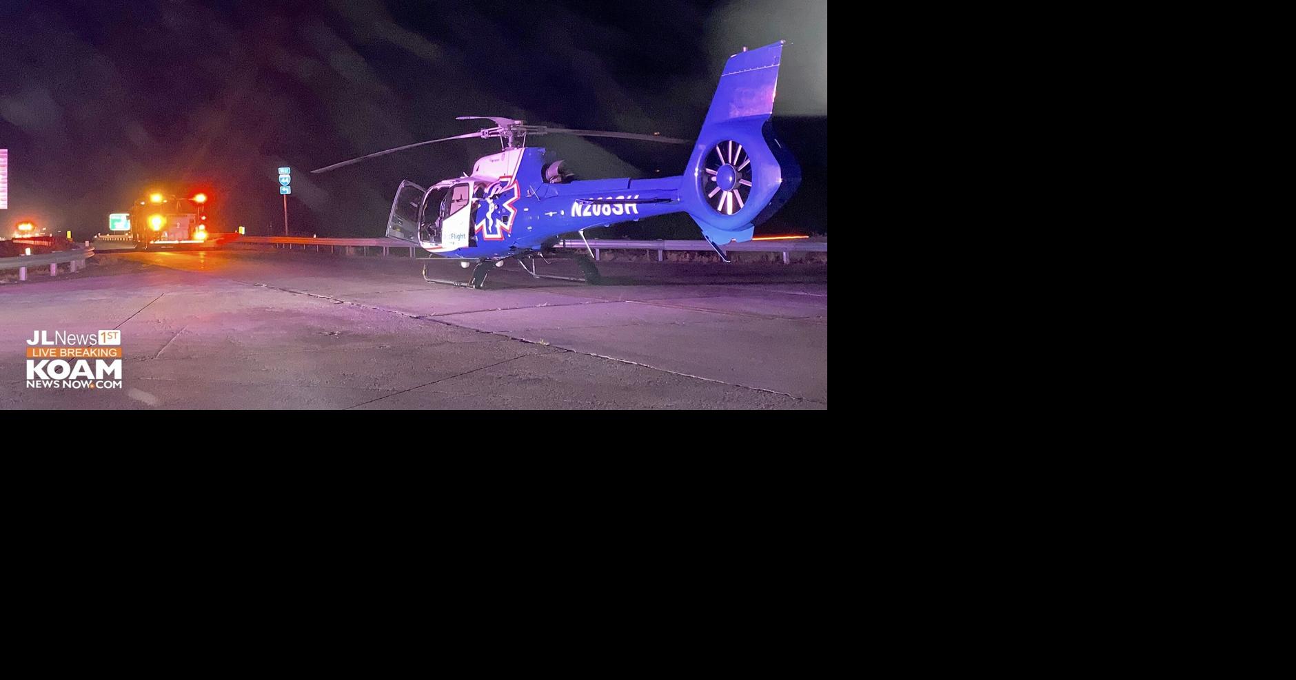 MedFlight lands on highway; Felony DWI crash, both vehicles overturned near Sarcoxie Joplin