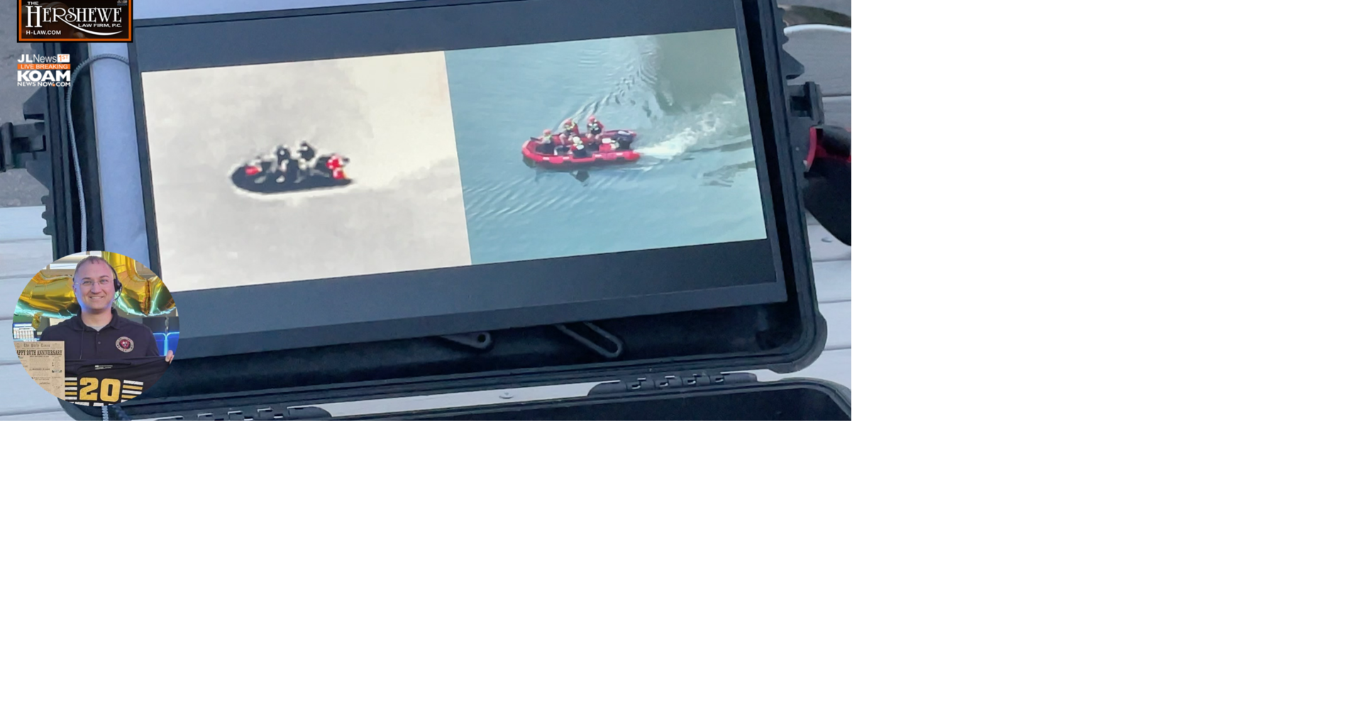 Jasper County Emergency 911 drone alongside Water Rescue Teams on Shoal Creek
