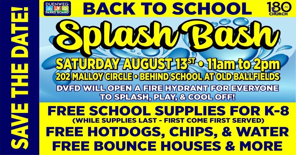 Duenweg Park Board ‘Back to School, Splash Bash’; Free school supplies