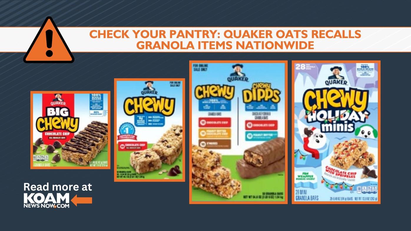 Quaker Oats issues nationwide granola product recall for salmonella