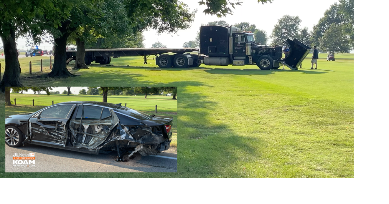 Semi comes to rest on Schifferdecker Golf Course after crash