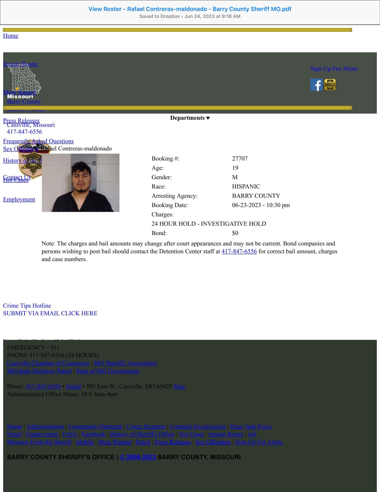 Barry County Arrests Arrest log Barry County Jail. Police pursuit ends in crash, two killed