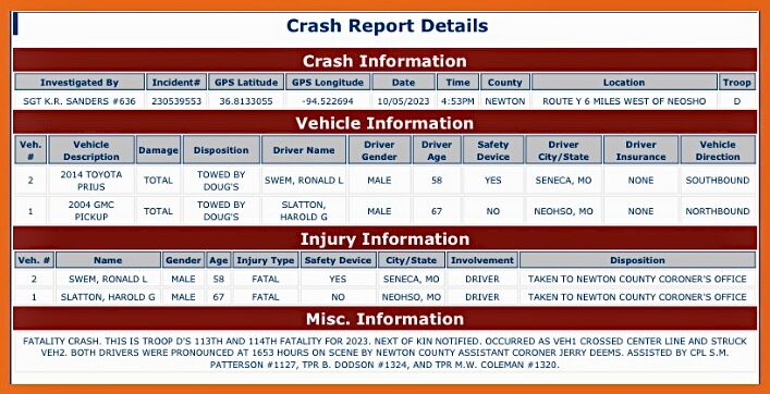 No survivors in head on crash near Seneca, Missouri State Highway ...