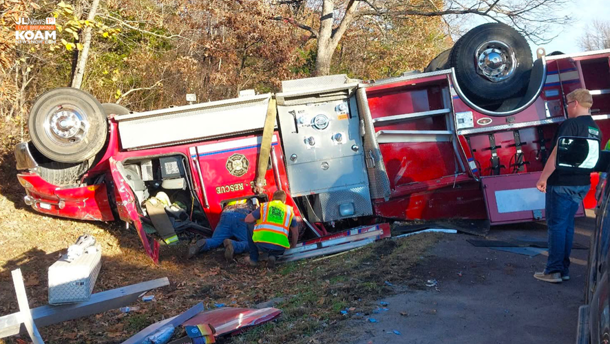 Fire truck overturns in crash responding to fire near Lake of the ...