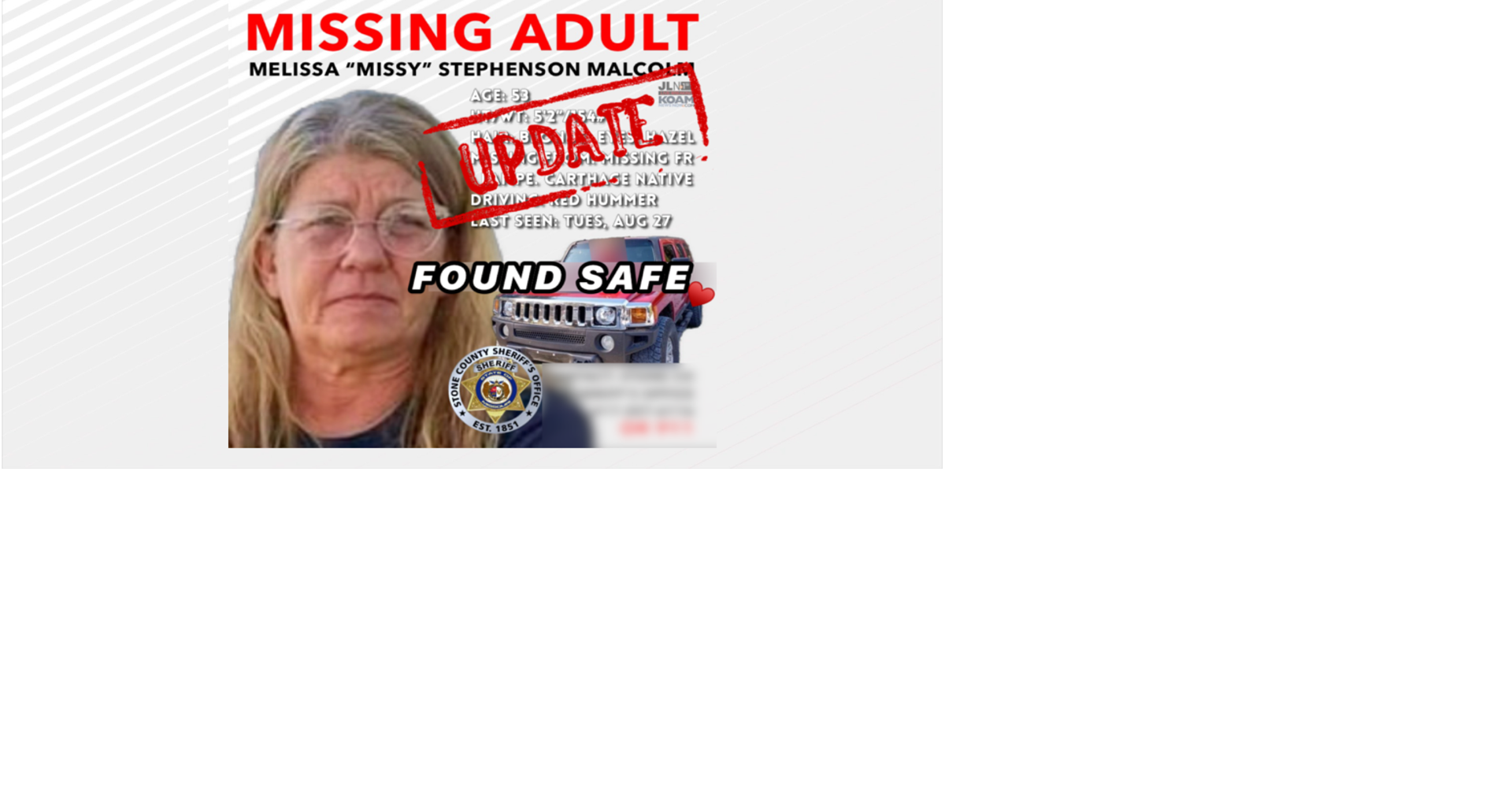 Carthage native missing from Stone County, Mo. Joplin News First