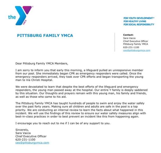 Pittsburg YMCA closes after drowning death News