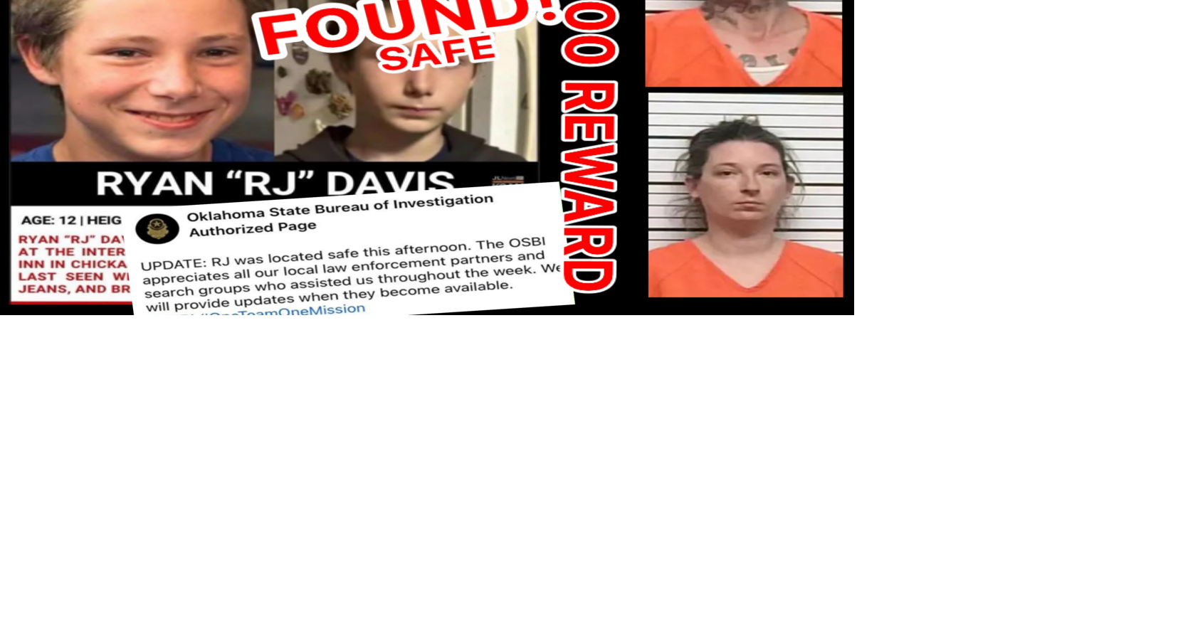 Missing Oklahoma boy located safe say OSBI