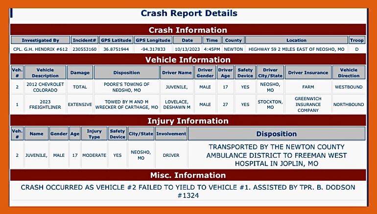 Garbage tractor-trailer overturns in crash with pickup near Neosho ...