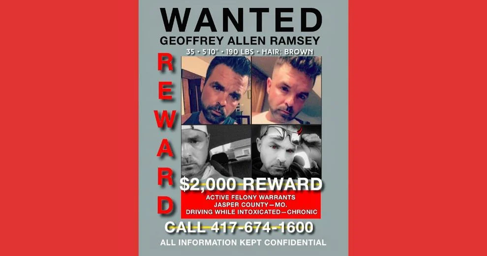 2,000 Reward Man wanted in Jasper County, Mo. on Active Felony