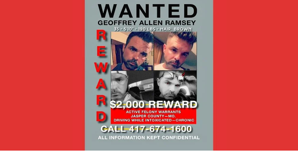 2,000 Reward Man wanted in Jasper County, Mo. on Active Felony
