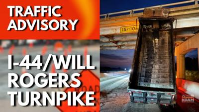 Dump truck bucket slams into County Road overpass I44/Will Rogers ...