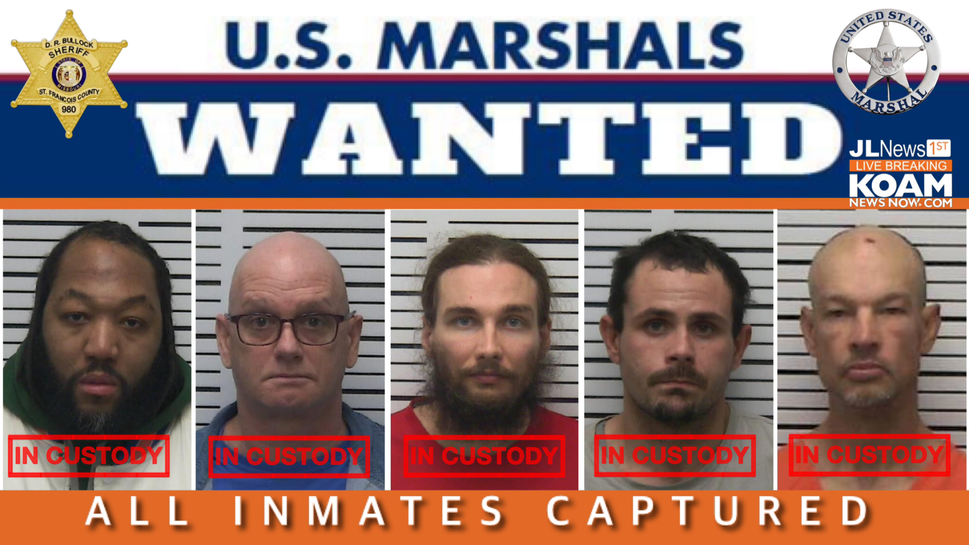 4 Missouri escaped inmates captured in Ohio; All 5 back in custody ...