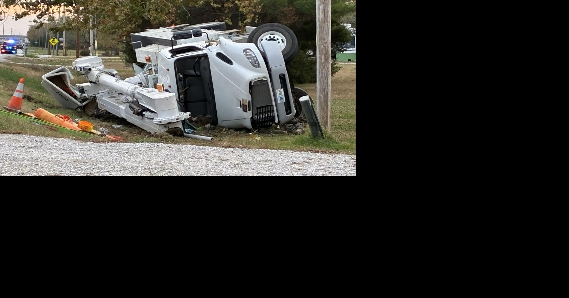 Utility truck overturns NE Joplin