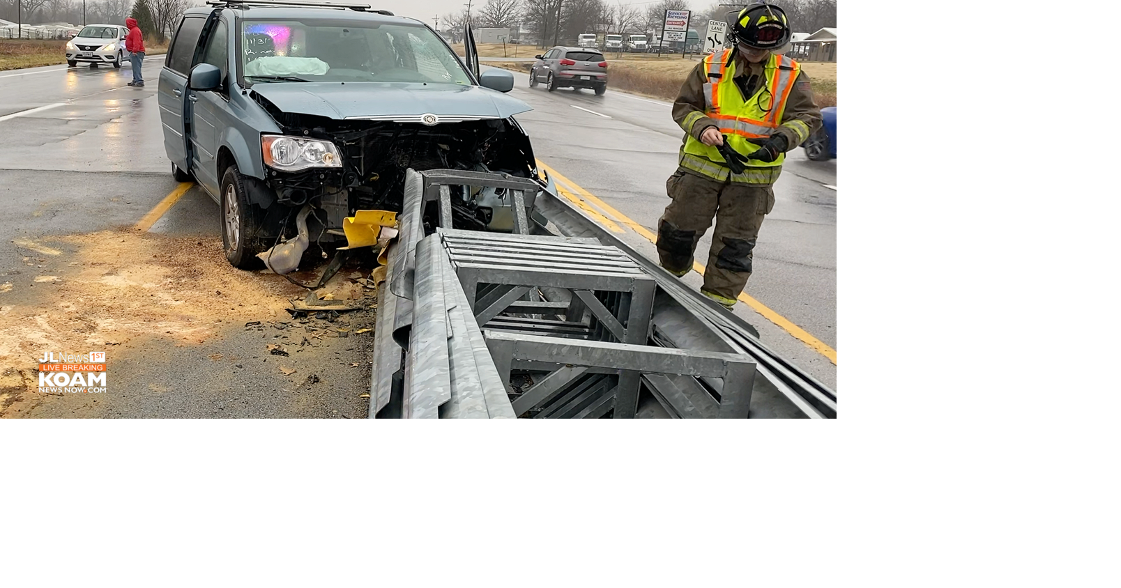Man suffers serious injuries, highway speeds into median wall North Joplin Autoaccident