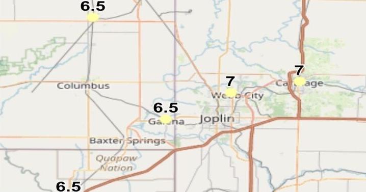 Snow totals across K-O-A-M area from National Weather Service