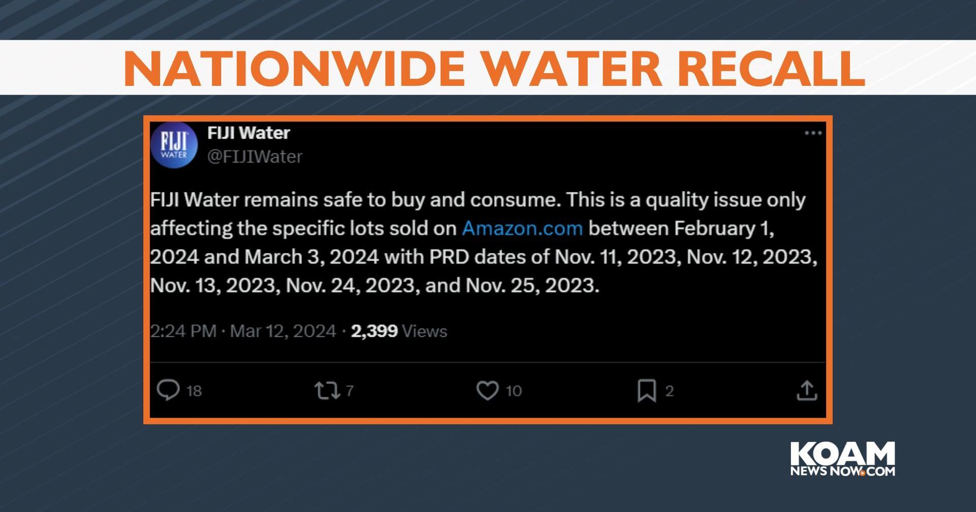 FIJI Water recalls 24-pack due to manganese and bacteria - Vimarsana News