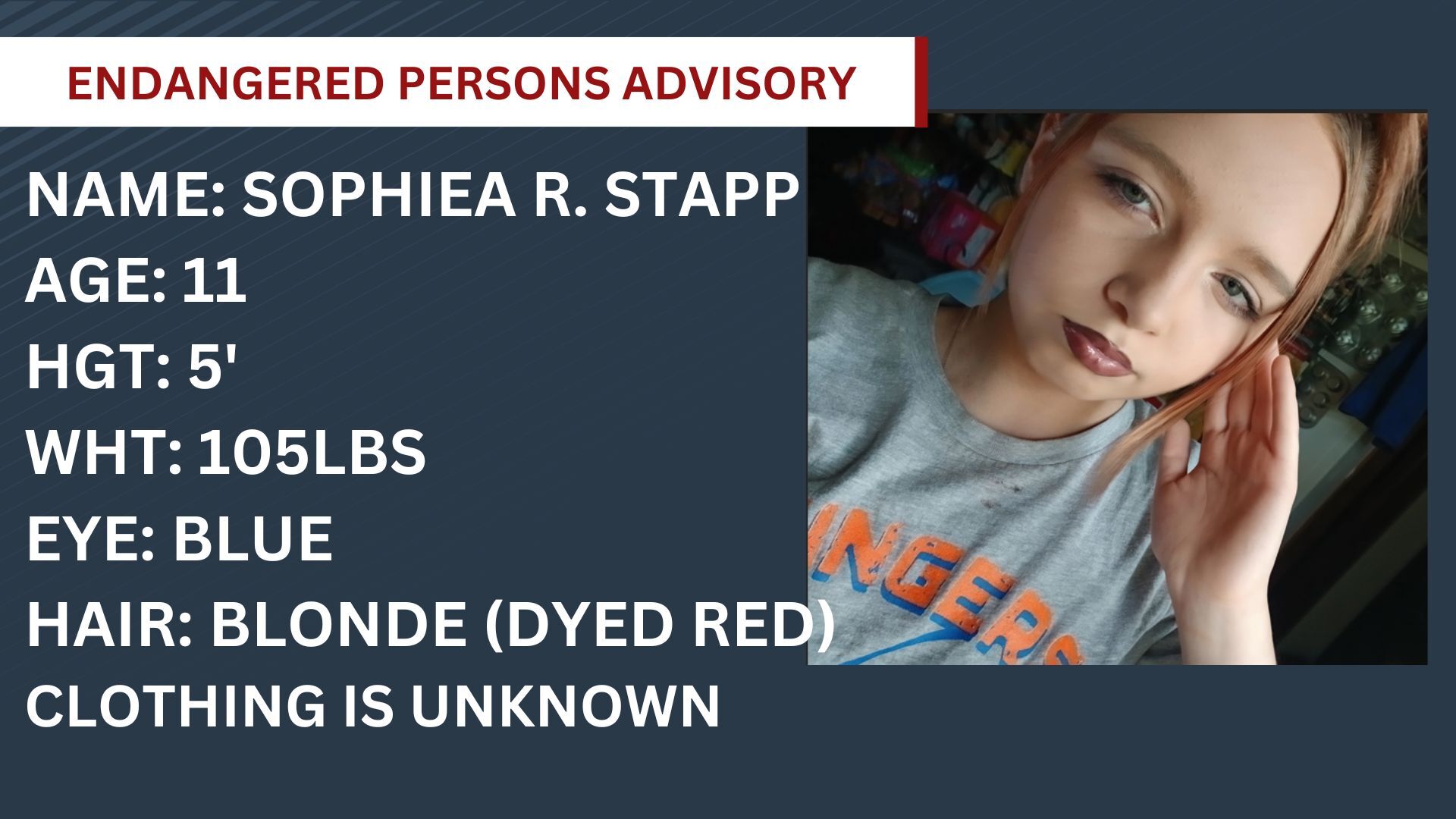 Endangered Person Advisory Issued for missing 11-year-old